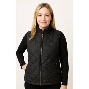 Womens Goodfellow & Co Black Quilted Zip-Up Vest Sm Utility Chic Normcore Grunge